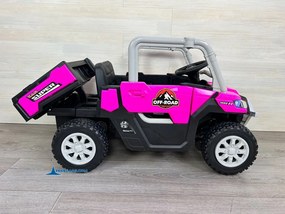 Carro elétrico para crianças 1 a 6 anos 12V 4x4 Buggy 1000RR rodas borracha e controlo remoto Rosa