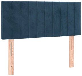 Cama boxspring com colchão 120x190 cm veludo azul-escuro