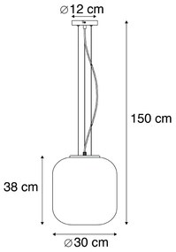 Candeeiro de suspensão Art Deco em latão com vidro rosa - Bliss Art Deco