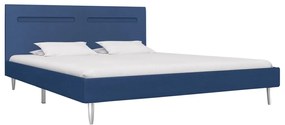 Estrutura de cama com LED 180x200 cm tecido azul