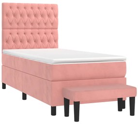 Cama com molas/colchão 80x200 cm veludo rosa