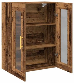 Armário de parede vidaXL com portas de vidro madeira antiga 69,5x34x90