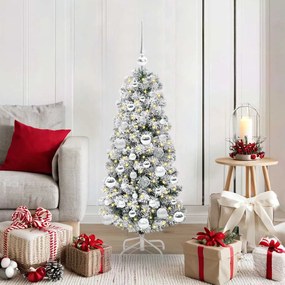 vidaXL Árvore de Natal Articulada Artificial Verde e Branco 120 cm