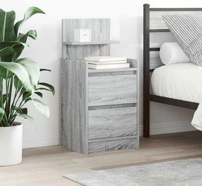 Mesa de cabeceira com 2 gavetas 38x34x80 cm sonoma cinzento