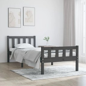 vidaXL Estrutura cama pequena solteiro 75x190 cm madeira maciça cinza