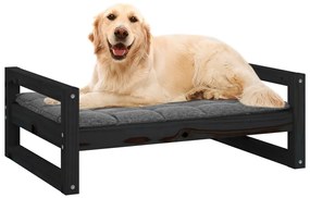 Cama para cães 75,5x55,5x28 cm madeira de pinho maciça preto