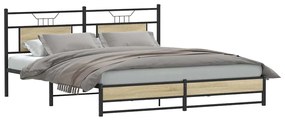 Estrutura de cama sem colchão 180x200cm metal carvalho sonoma