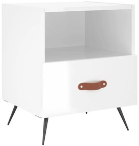 Mesas de cabeceira 2pcs derivados de madeira branco brilhante