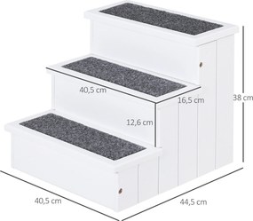 Escada para Animais de Estimação de 3 Degraus com Armazenamento e Tapete Antiderrapante 40,5x44,5x38 cm Branco