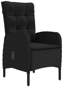 7 pcs conjunto de jantar para jardim com almofadões preto