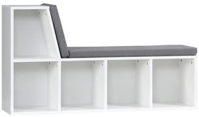HOMCOM Biblioteca Banco 2 em 1 com 5 Compartimentos de Armazenamento e 2 Almofadas 108x30x60 cm Branco Cinza | Aosom Portugal
