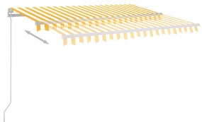 Toldo retrátil manual com LED 300x250 cm amarelo e branco