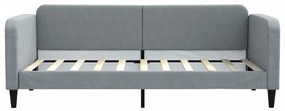 Sofá-cama com colchão 90x190 cm tecido cinzento-claro
