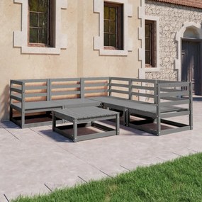 vidaXL 6 pcs conjunto lounge de jardim pinho sólido cinzento