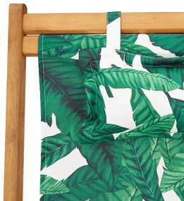 Cadeiras de praia dobráveis 2 pcs tecido/madeira padrão folhas