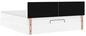 Cama otomana com colchões &amp; LEDs 180x200 cm couro artificial