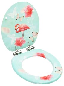 146912 vidaXL Assento de sanita com tampa de fecho suave MDF design flamingo
