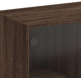 Armário alto com portas derivados de madeira carvalho castanho