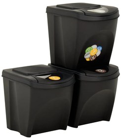 Caixotes do lixo empilháveis 3 pcs 75 L antracite