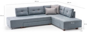 Sofá-Cama de Canto Manama – Azul Claro – 280 x 85 x 206 cm