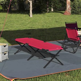 vidaXL Cama de Camping Dobrável Manual Vermelho 193 x 69 x 45 cm