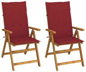 vidaXL Cadeiras jardim reclináveis c/ almofadões 2 pcs acácia maciça