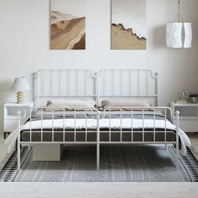 Estrutura de cama com cabeceira e pés 183x213 cm metal branco
