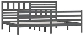 Estrutura de cama 200x200 cm madeira maciça cinzento