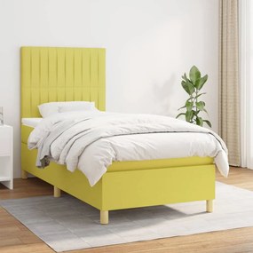 vidaXL Cama com molas/colchão 80x200 cm tecido verde
