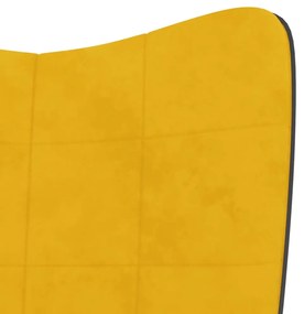 Cadeira de descanso com banco PVC e veludo amarelo mostarda