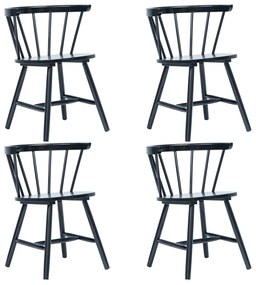 Cadeiras de jantar 4 pcs madeira de seringueira maciça preto