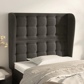 vidaXL Cabeceira cama c/ abas veludo 83x23x118/128 cm cinzento-escuro