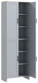 HOMCOM Armário de Cozinha Altura 170 cm Buffet Alto com 4 Portas e Prateleiras Ajustáveis estilo Moderno Cinza | Aosom Portugal