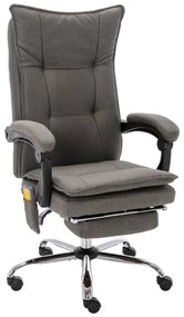 vidaXL Cadeira de escritório c/ função de massagem tecido cinzento