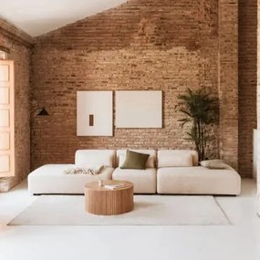 Sofá Modular De 3 Peças Com Duplo Divã Fogler Tecido Pele De Borrego Bege Creme - Sklum