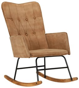vidaXL Cadeira de baloiço lona vintage castanho