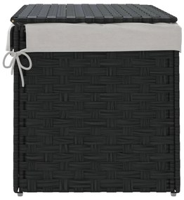 Cesto para roupa suja com tampa 55,5x35x34 cm vime PE preto
