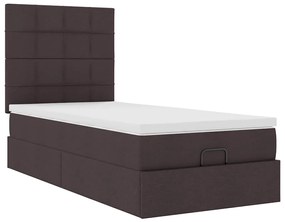Cama otomana com colchão 100x200 cm tecido castanho escuro