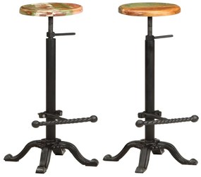 286246 vidaXL Bancos de bar 2 pcs ferro fundido e madeira recuperada maciça