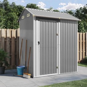 vidaXL Abrigo de jardim 192x152,5x237 cm aço galvanizado cinza-claro