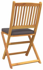 Cadeiras de Jardim Dobráveis vidaXL com Almofada Cinza 6pcs de Madeira