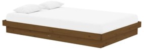 Estrutura cama pequena de casal 120x190 cm madeira castanho-mel