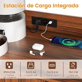 Móvel ocultos para gatos com estação de carregamento integrada tapete arranhador e casa de banho para animais de estimação 80 x 40 x 132 cm castanho