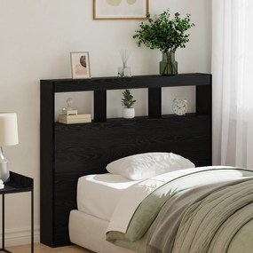 vidaXL Cabeceira de Carvalho Preto Carvalho Preto Madeira Derivada