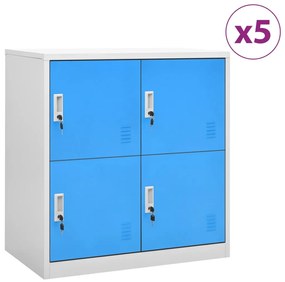 3095228 vidaXL Cacifos 5 pcs 90x45x92,5 cm aço cinzento-claro e azul