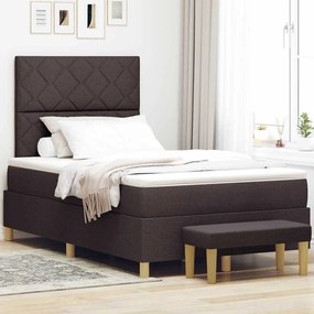 vidaXL Cama Box Spring com Colchão e Banco Marrom Escuro 120x200 cm Tecido