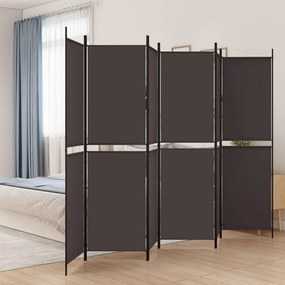 vidaXL Divisória/biombo com 6 painéis 300x200 cm tecido castanho