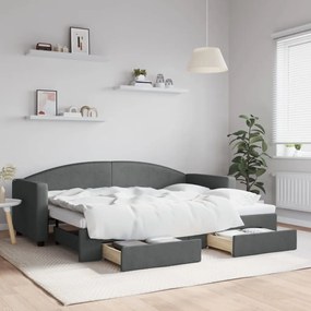 vidaXL Sofá-cama c/ gavetão e gavetas 80x200 cm tecido cinzento-escuro