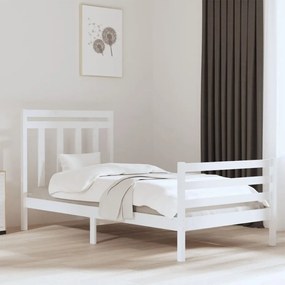 vidaXL Estrutura de cama 100x200 cm madeira maciça branco