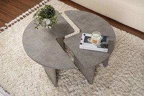 Mesa de Centro "Moira" – Cinzento Cimento , Ø90x41 cm, Design Rústico